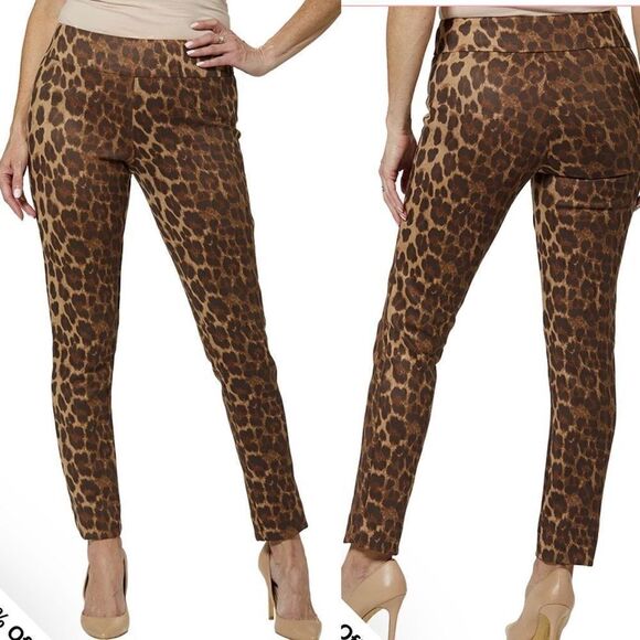 NWT Krazy Larry Animal Print Pull-on Ankle Pants Size 4 - Picture 1 of 6